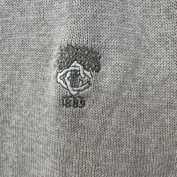 Perry Ellis knit cardigan vest, golf logo on chest, 100% cotton, light tan - Picture 2 of 6